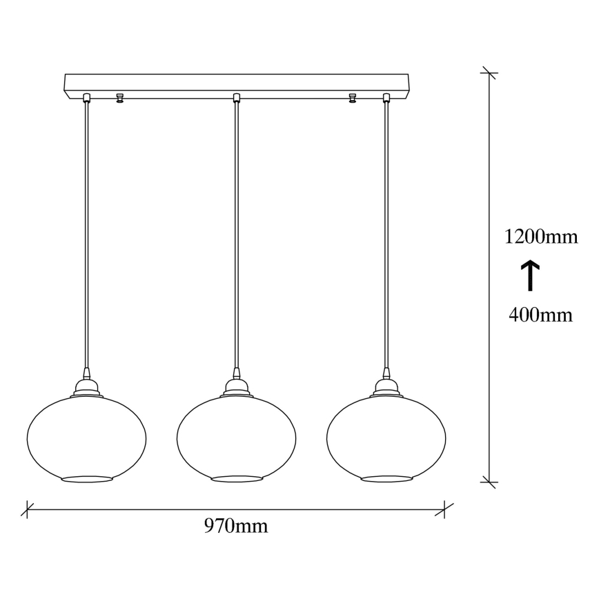 Lampadario su corda SMOKED 3xE27/40W/230V