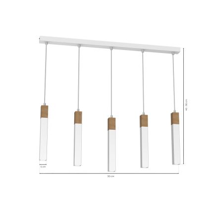 Lampadario su corda SOLO 5xGU10/MR11/40W/230V bianco