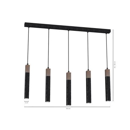 Lampadario su corda SOLO 5xGU10/MR11/40W/230V nero