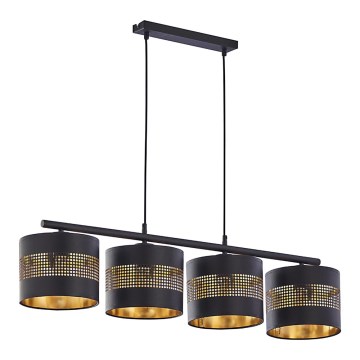 Lampadario su corda TAGO 4xE27/15W/230V nero/oro