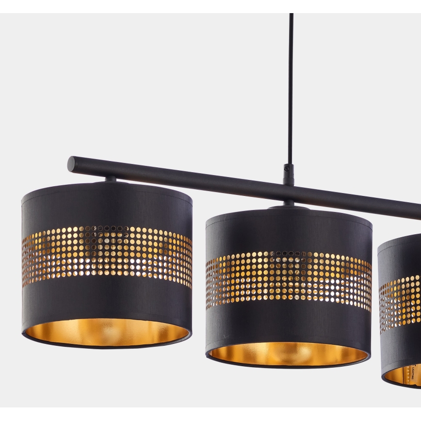 Lampadario su corda TAGO 4xE27/15W/230V nero/oro