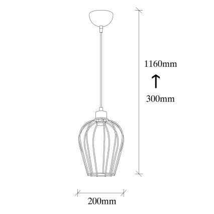 Lampadario su corda TEL 1xE27/40W/230V