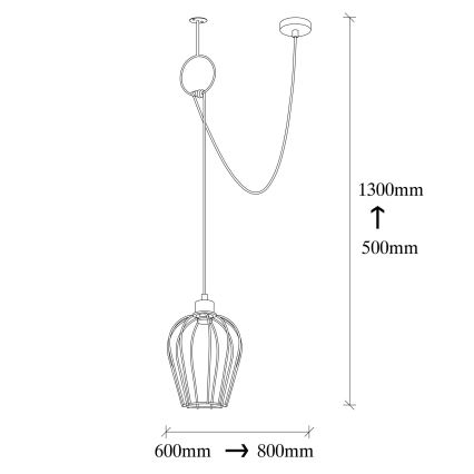 Lampadario su corda  TEL 1xE27/40W/230V