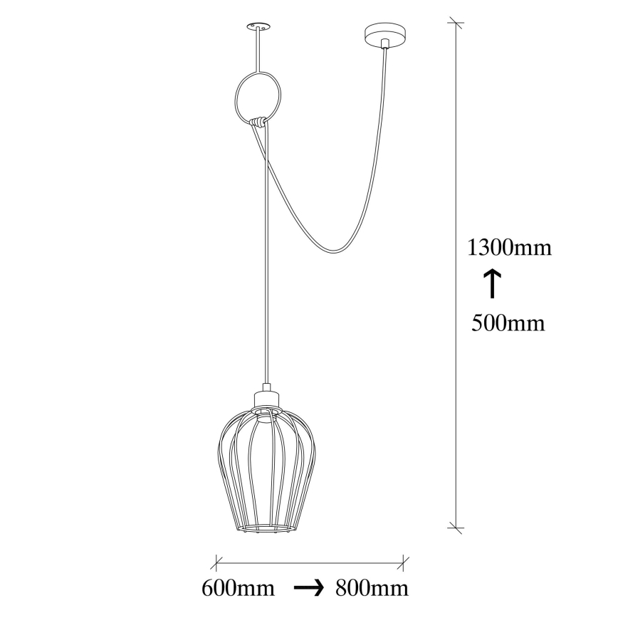 Lampadario su corda  TEL 1xE27/40W/230V