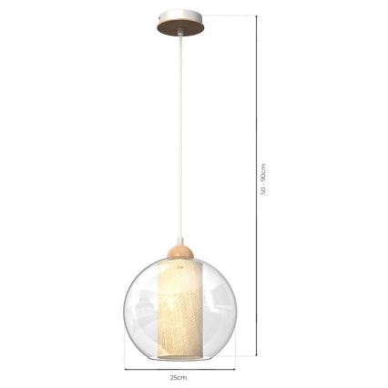 Lampadario su corda TELA 1xE27/60W/230V d. 25 cm