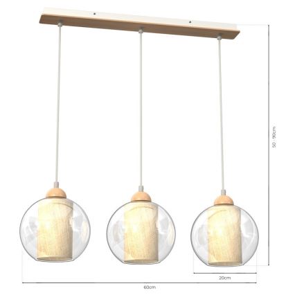 Lampadario su corda TELA 3xE27/60W/230V