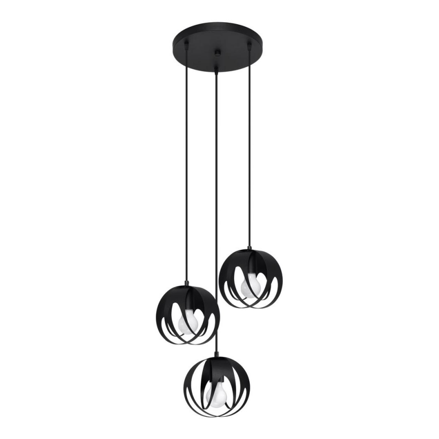 Lampadario su corda TULOS 3xE27/60W/230V nero