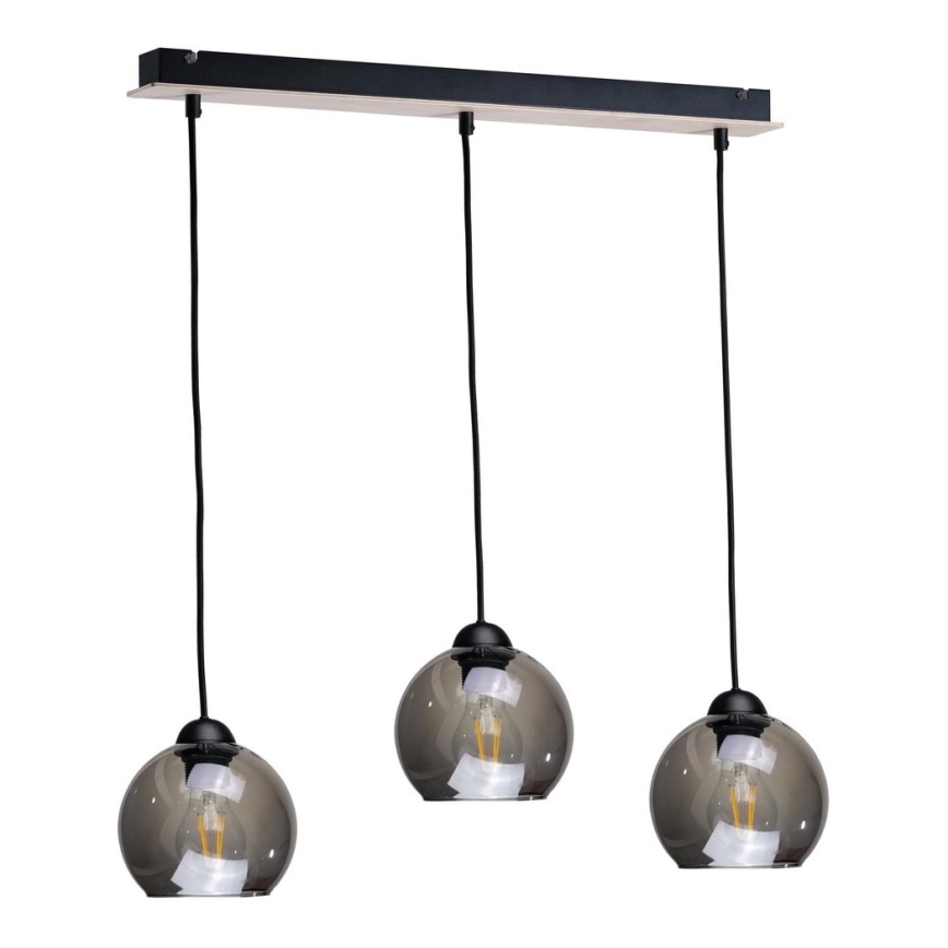 Lampadario su corda UNO WOOD 3xE27/60W/230V nero/marrone