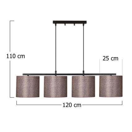 Lampadario su corda VALIZ 4xE27/40W/230V