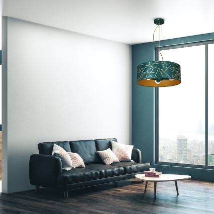 Lampadario su corda ZIGGY 3xE27/60W/230V verde/oro