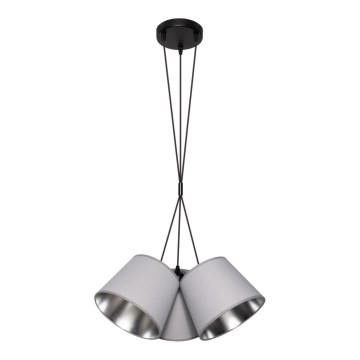 Lampadario su corda ZOMA 3xE27/60W/260V grigio/cromato lucido