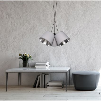 Lampadario su corda ZOMA 3xE27/60W/260V grigio/cromato lucido