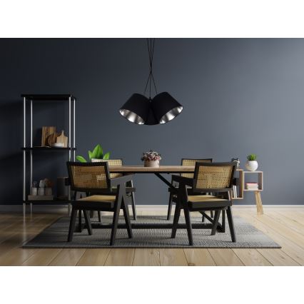 Lampadario su corda  ZOMA 3xE27/60W/260V nero/cromo lucido