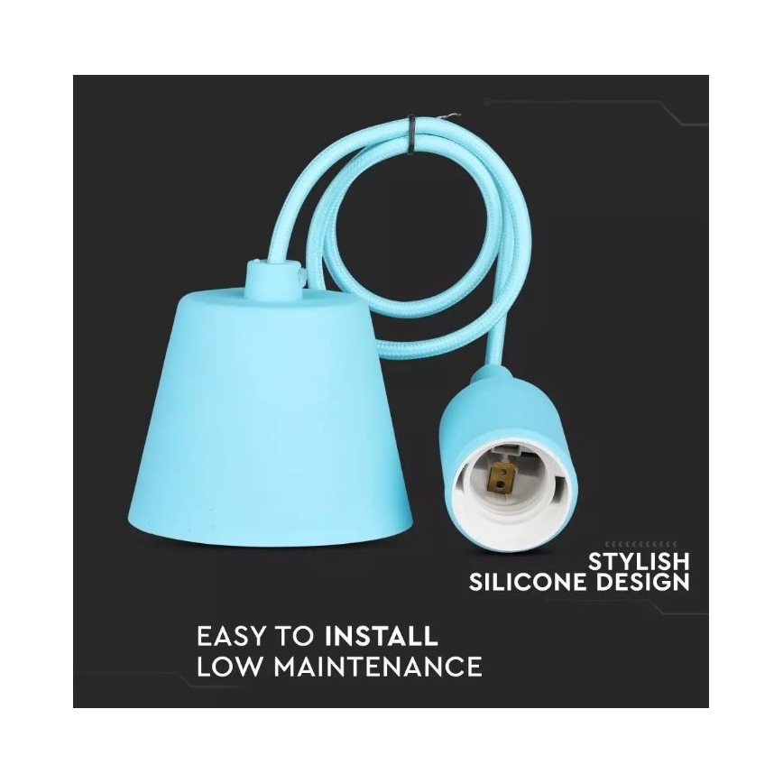 Lampadario su filo 1xE27/60W/230V blu