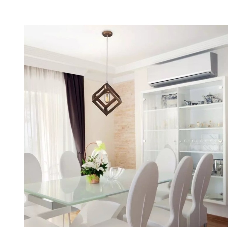 Lampadario su filo  1xE27/60W/230V bronzo