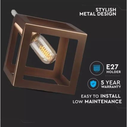 Lampadario su filo  1xE27/60W/230V bronzo