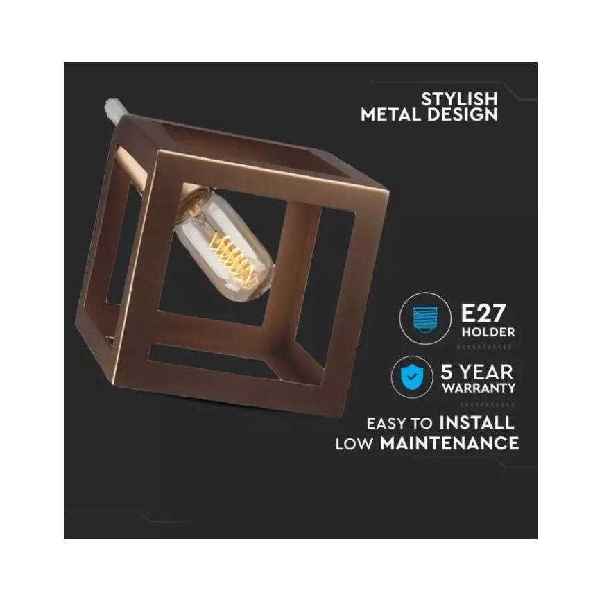 Lampadario su filo  1xE27/60W/230V bronzo