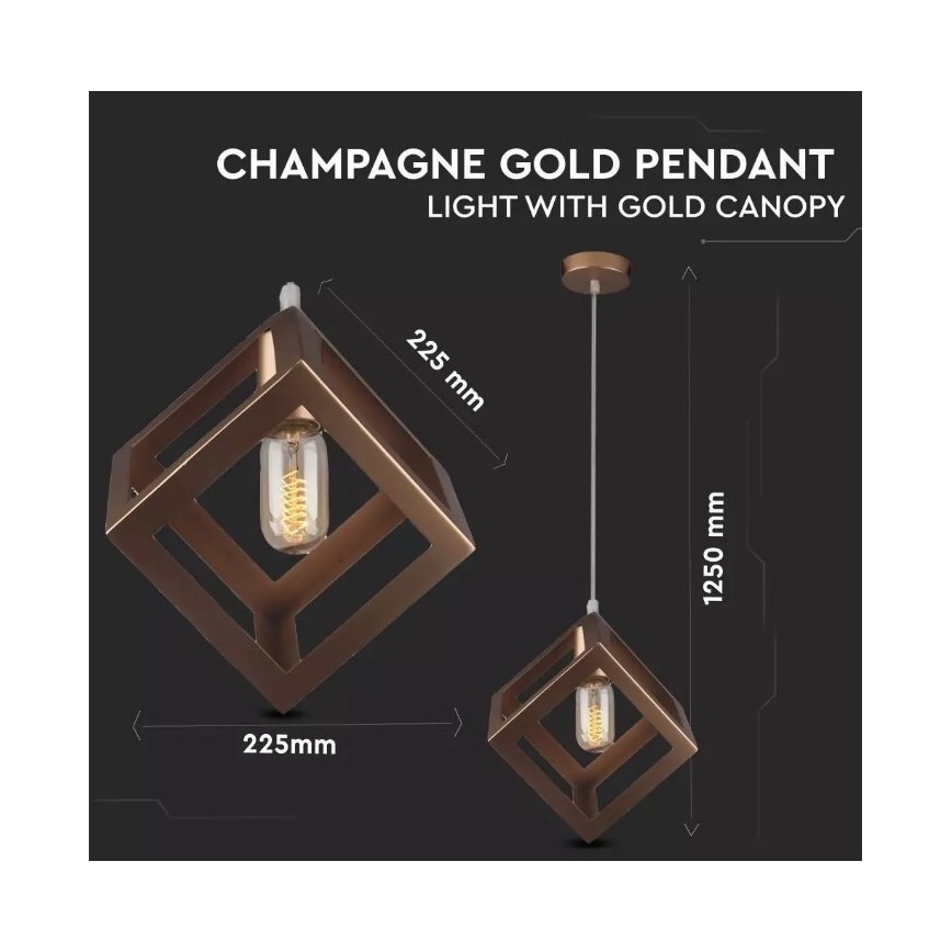 Lampadario su filo  1xE27/60W/230V bronzo