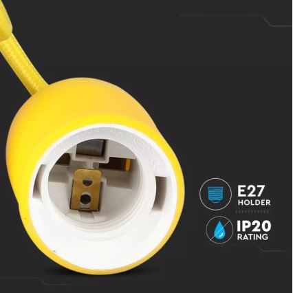 Lampadario su filo 1xE27/60W/230V giallo