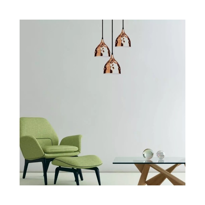 Lampadario su filo 1xE27/60W/230V oro rosato