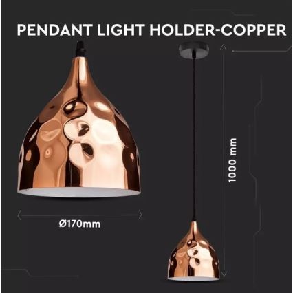 Lampadario su filo 1xE27/60W/230V oro rosato