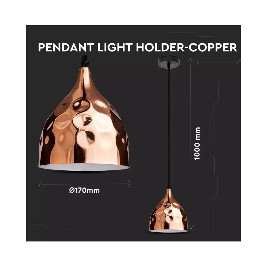 Lampadario su filo 1xE27/60W/230V oro rosato