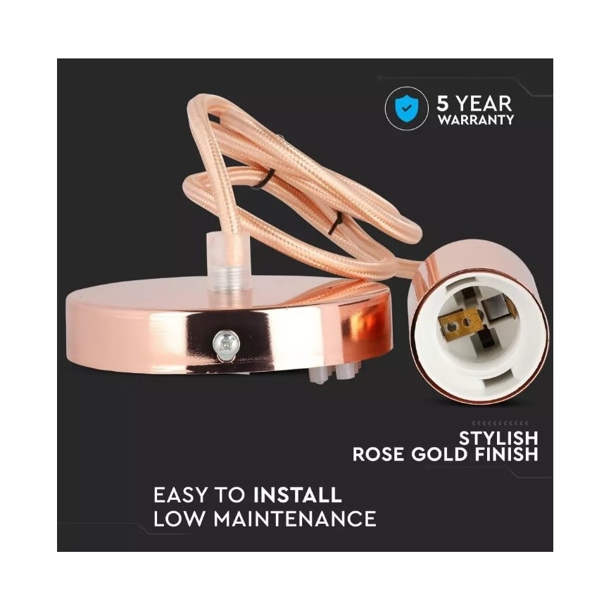 Lampadario su filo 1xE27/60W/230V oro rosato