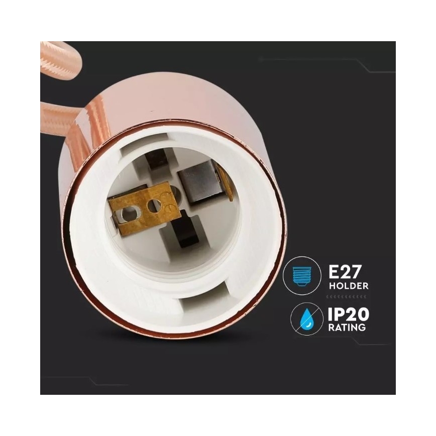 Lampadario su filo 1xE27/60W/230V oro rosato