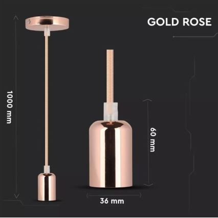 Lampadario su filo 1xE27/60W/230V oro rosato