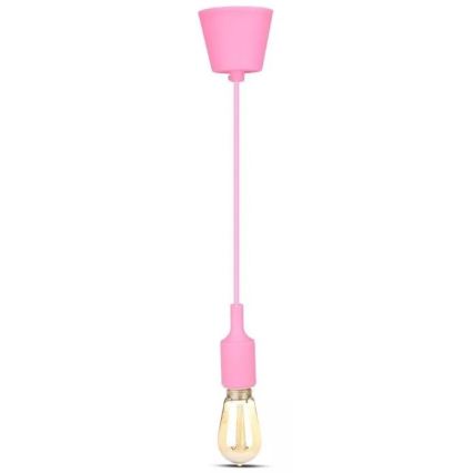 Lampadario su filo 1xE27/60W/230V rosa