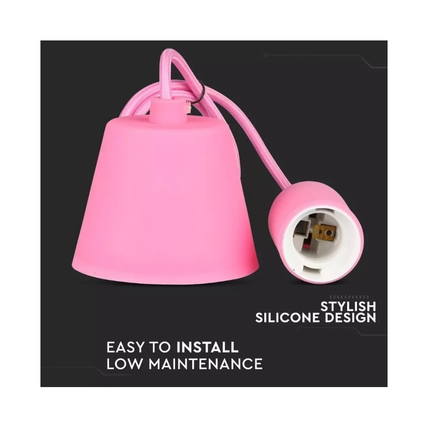 Lampadario su filo 1xE27/60W/230V rosa