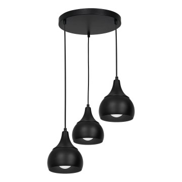 Lampadario su filo AKTAN 3xE27/60W/230V nero tondo