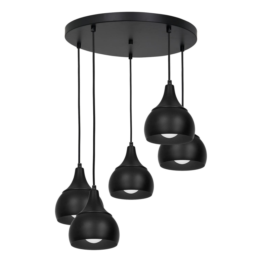 Lampadario su filo AKTAN 5xE27/60W/230V nero tondo