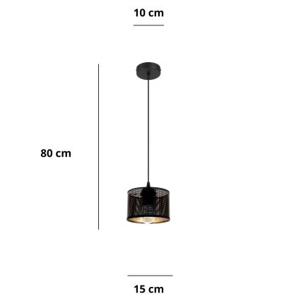 Lampadario su filo ALDO 1xE27/60W/230V d. 15 cm nero