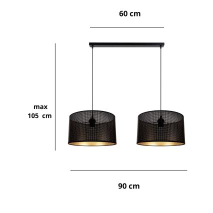 Lampadario su filo ALDO 2xE27/60W/230V nero