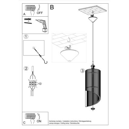 Lampadario su filo ALEXIA 1xE27/60W/230V