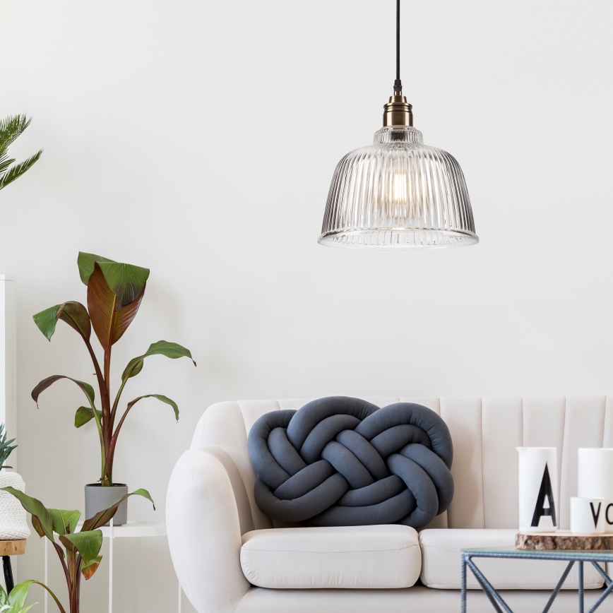 Lampadario su filo  ASTA 1xE27/60W/230V bronzo