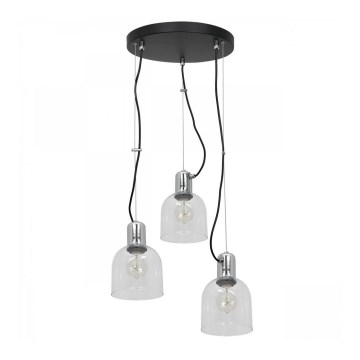 Lampadario su filo BANCO 3xE27/60W/230V trasparente tondo