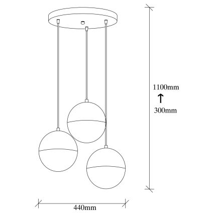 Lampadario su filo BASTOS 3xE27/40W/230V