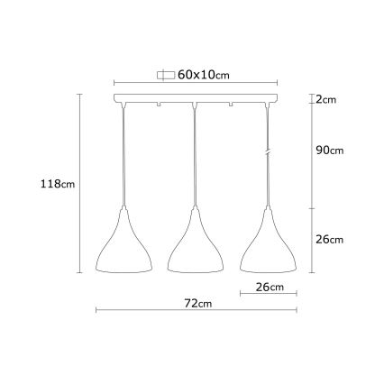 Lampadario su filo BERCESTE 3xE27/40W/230V