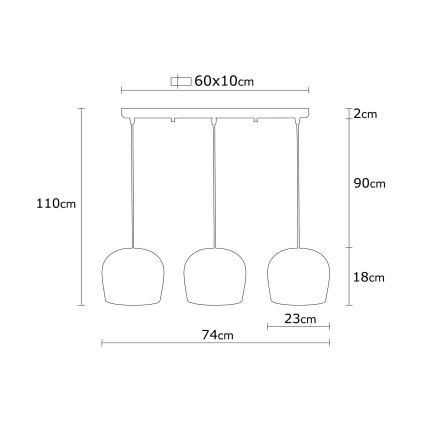 Lampadario su filo  BERCESTE 3xE27/40W/230V