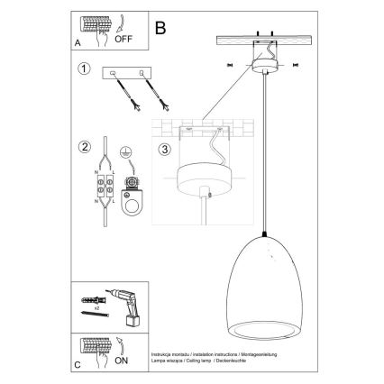 Lampadario su filo BUKANO 1xE27/60W/230V