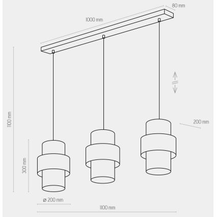 Lampadario su filo CALISTO 3xE27/15W/230V oro/nero