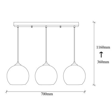 Lampadario su filo CAMINI 3xE27/40W/230V