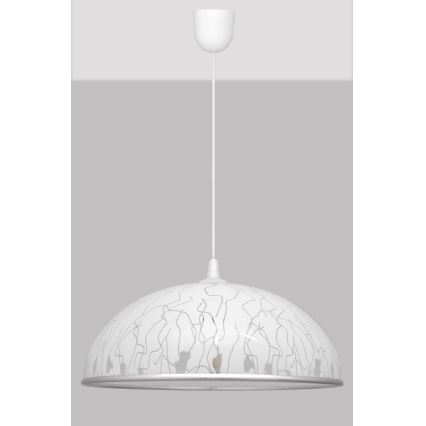 Lampadario su filo CIRCLE 1xE27/15W/230V bianco