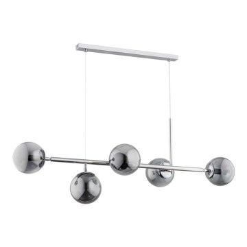 Lampadario su filo DANSA 5xE14/10W/230V grigio/cromo luminoso