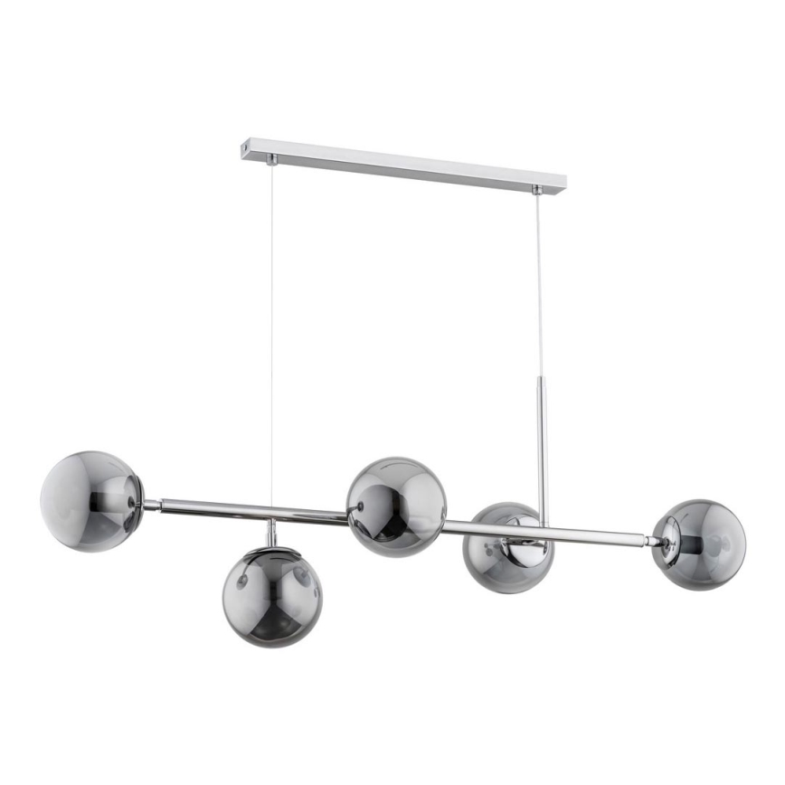 Lampadario su filo DANSA 5xE14/10W/230V grigio/cromo luminoso