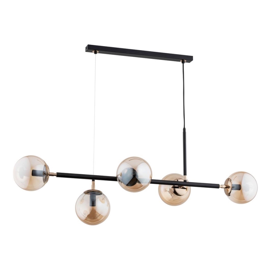 Lampadario su filo DANSA 5xE14/10W/230V ottone/nero