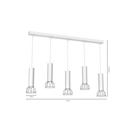 Lampadario su filo  DANTE 5xGU10/25W/230V bianco/cromo luminoso