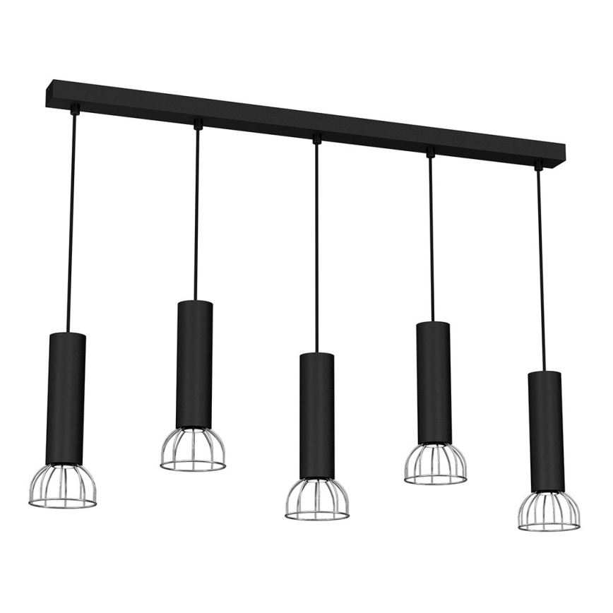 Lampadario su filo DANTE 5xGU10/25W/230V nero/cromo luminoso